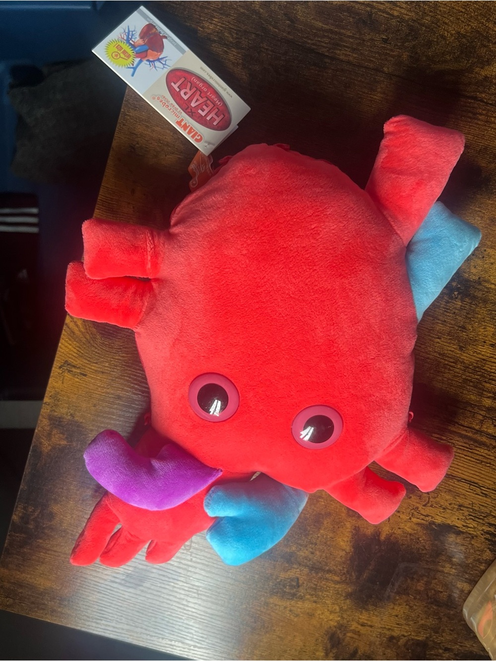 Giant Red Plush Octopus with Colorful Tentacles - Heart Brand